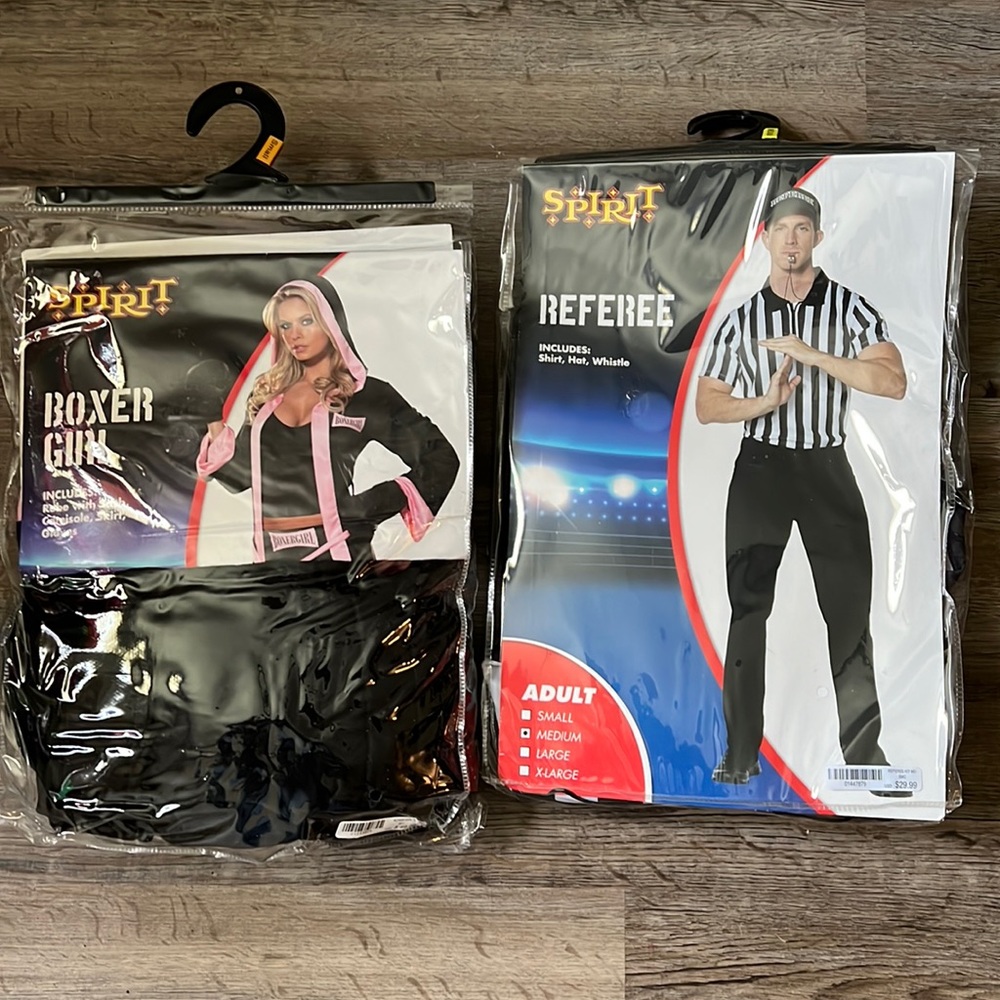 Couples Halloween Costume Set/ Boxer Girl Size Small/ Referee Size Med
